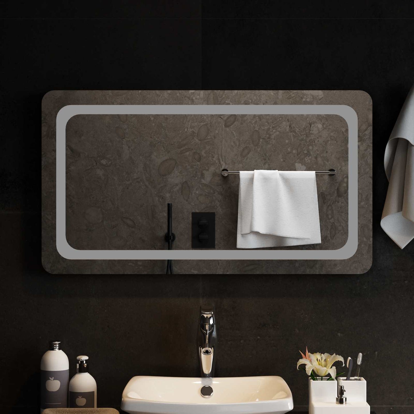 vidaXL LED Bathroom Mirror Transparent 90 x 50 cm Tempered Glass