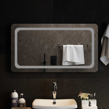 vidaXL LED Bathroom Mirror Transparent 90 x 50 cm Tempered Glass