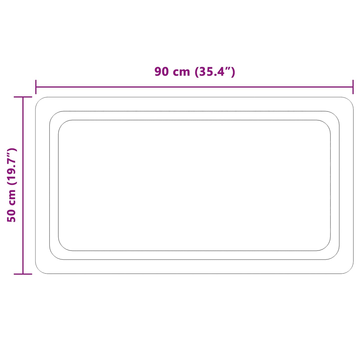 vidaXL LED Bathroom Mirror Transparent 90 x 50 cm Tempered Glass