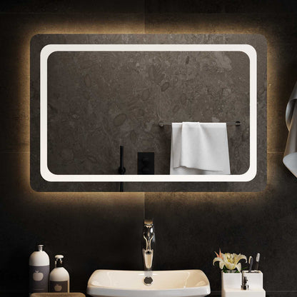 vidaXL LED Bathroom Mirror Transparent 90 x 60 cm Tempered Glass