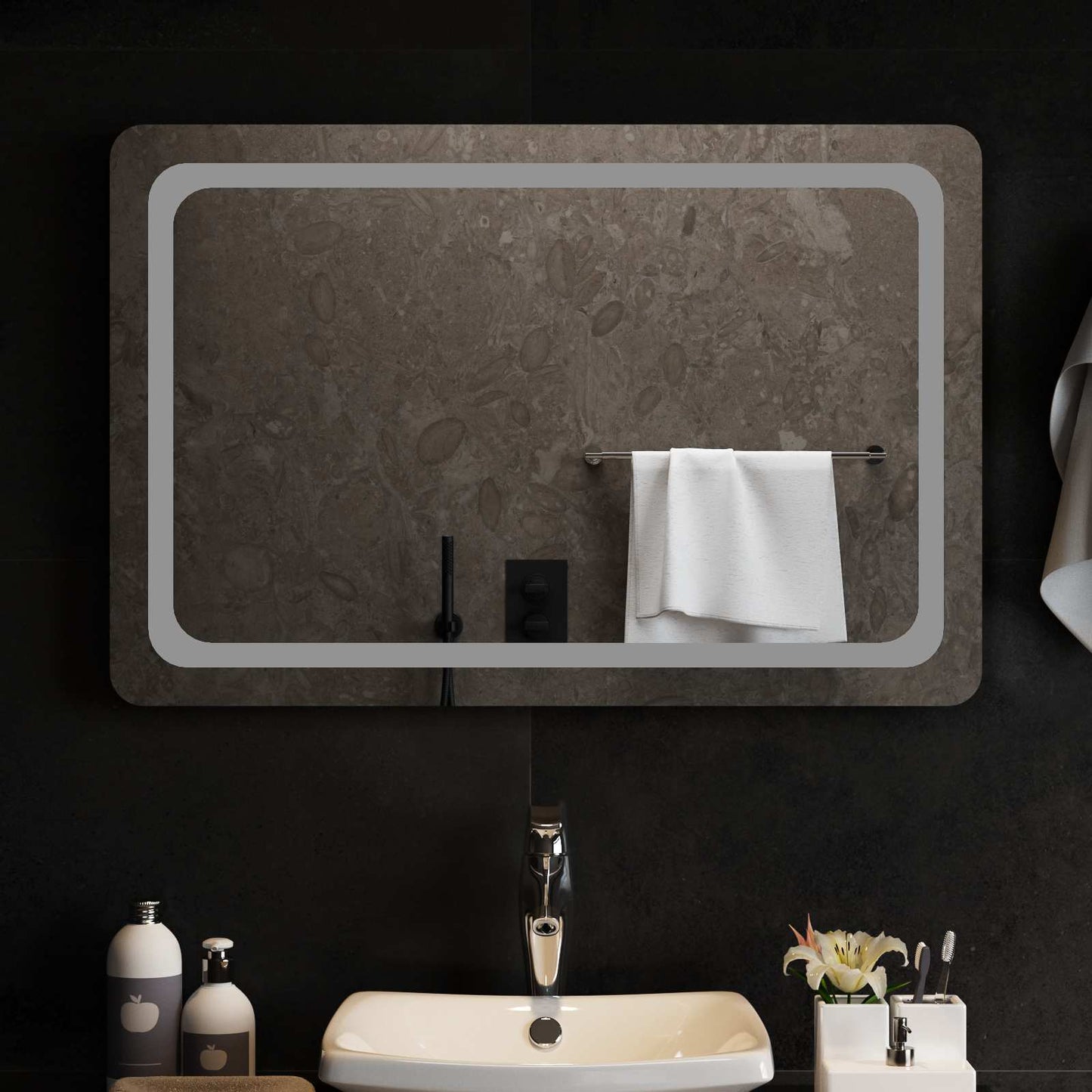 vidaXL LED Bathroom Mirror Transparent 90 x 60 cm Tempered Glass