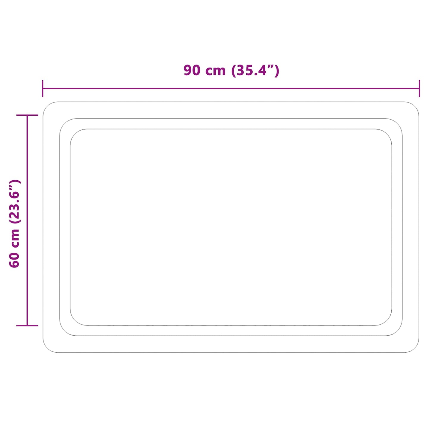 vidaXL LED Bathroom Mirror Transparent 90 x 60 cm Tempered Glass