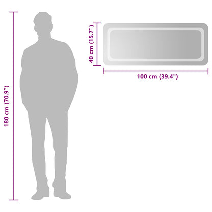 vidaXL LED Bathroom Mirror Transparent 100 x 40 cm Tempered Glass