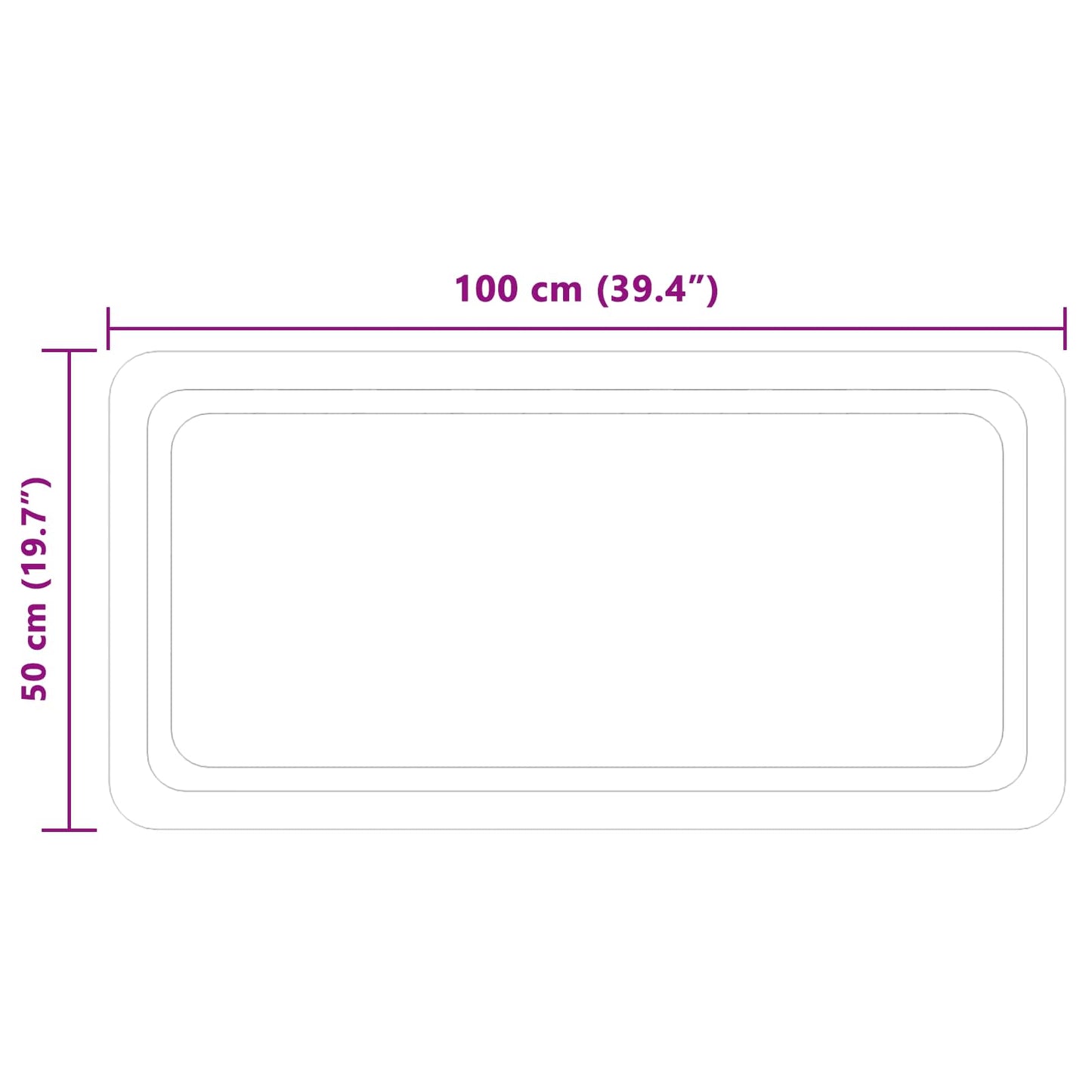 vidaXL LED Bathroom Mirror Transparent 100 x 50 cm Tempered Glass