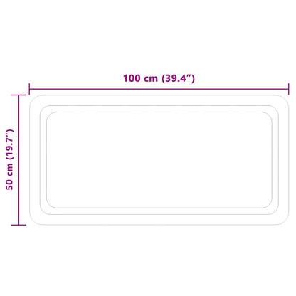 vidaXL LED Bathroom Mirror Transparent 100 x 50 cm Tempered Glass