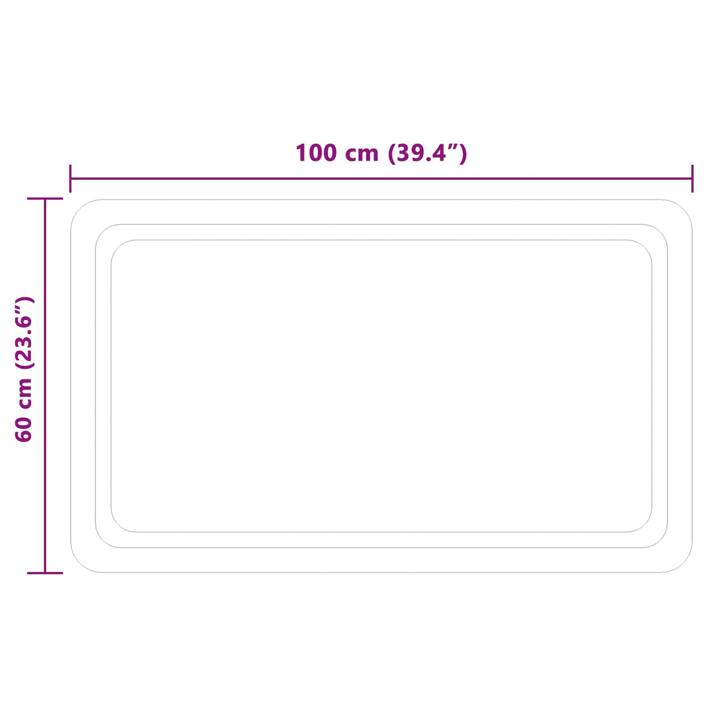 vidaXL LED Bathroom Mirror Transparent 100 x 60 cm Tempered Glass