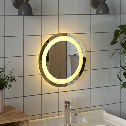 vidaXL LED Bathroom Mirror Transparent Ø 30 cm Tempered Glass