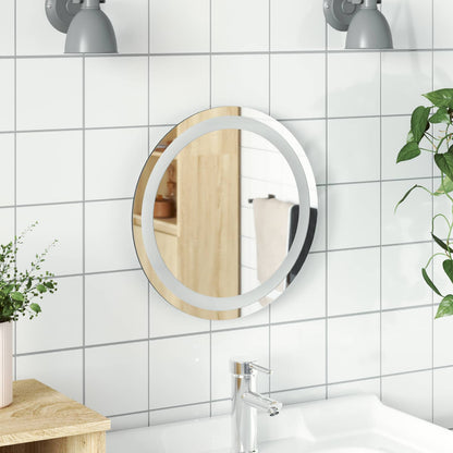 vidaXL LED Bathroom Mirror Transparent Ø 40 cm Tempered Glass