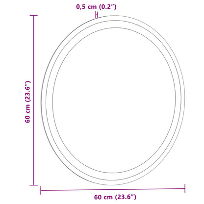 vidaXL LED Bathroom Mirror Transparent Ø 60 cm Tempered Glass