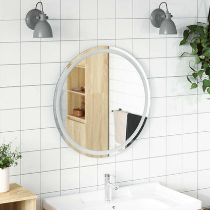 vidaXL LED Bathroom Mirror Transparent Ø 70 cm Tempered Glass