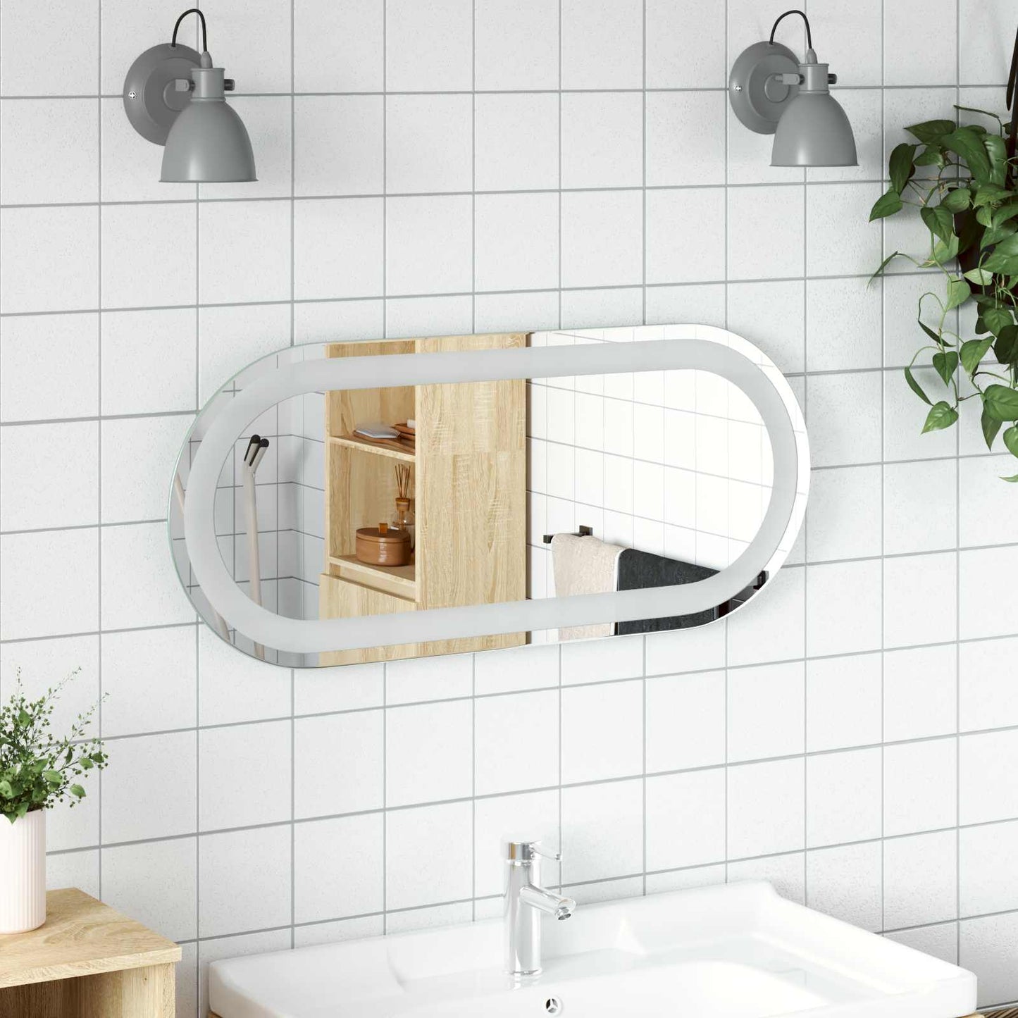 vidaXL LED Bathroom Mirror Transparent 70 x 30 cm Tempered Glass