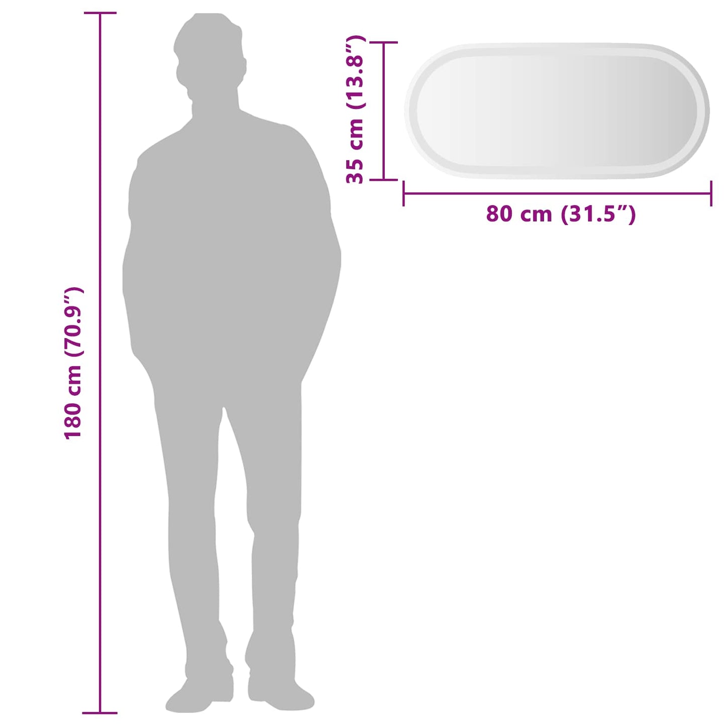 vidaXL LED Bathroom Mirror Transparent 80 x 35 cm Tempered Glass
