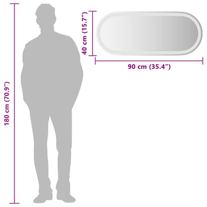 vidaXL LED Bathroom Mirror Transparent 90 x 40 cm Tempered Glass