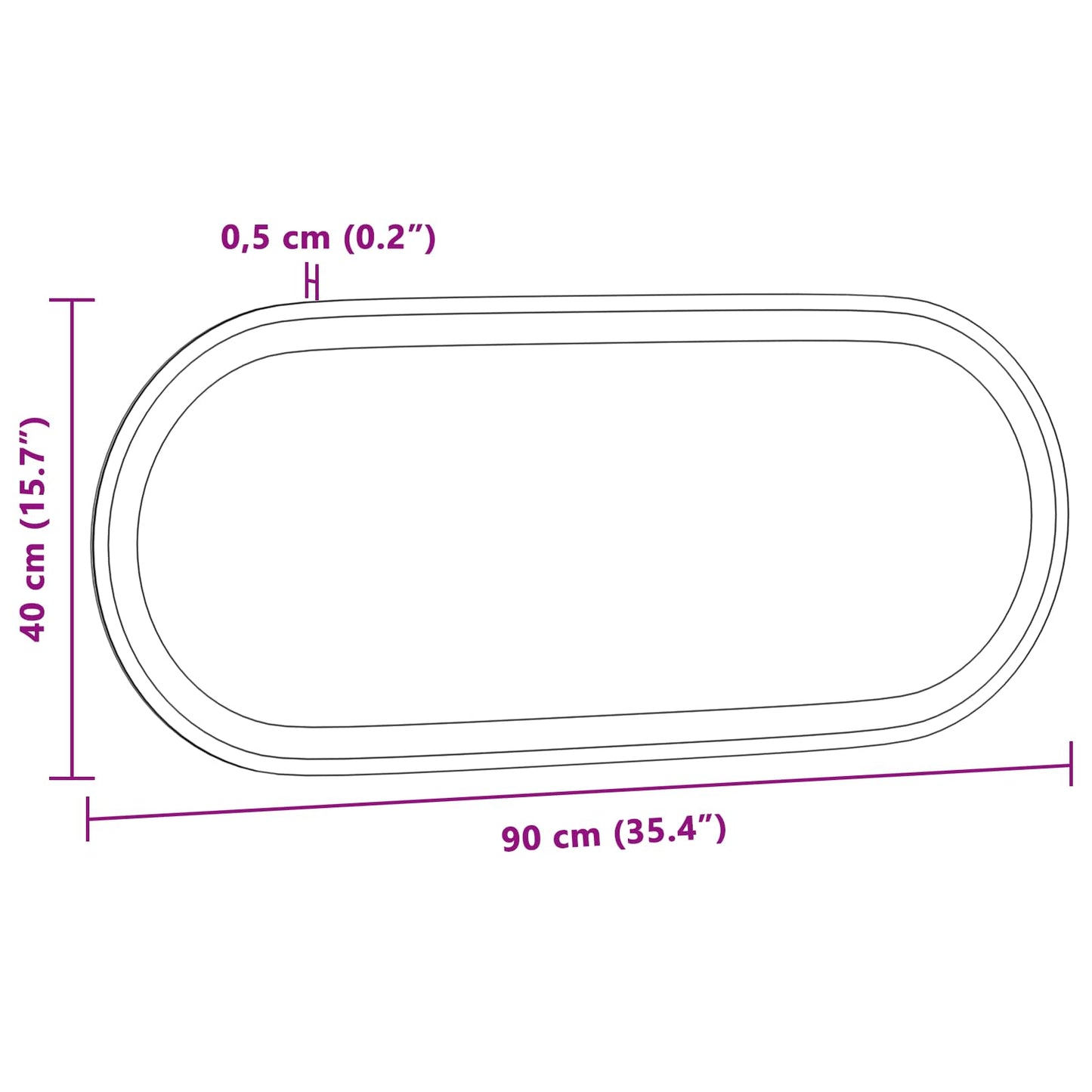 vidaXL LED Bathroom Mirror Transparent 90 x 40 cm Tempered Glass