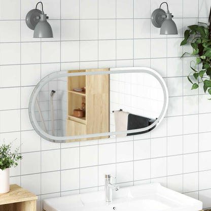 vidaXL LED Bathroom Mirror Transparent 100 x 45 cm Tempered Glass