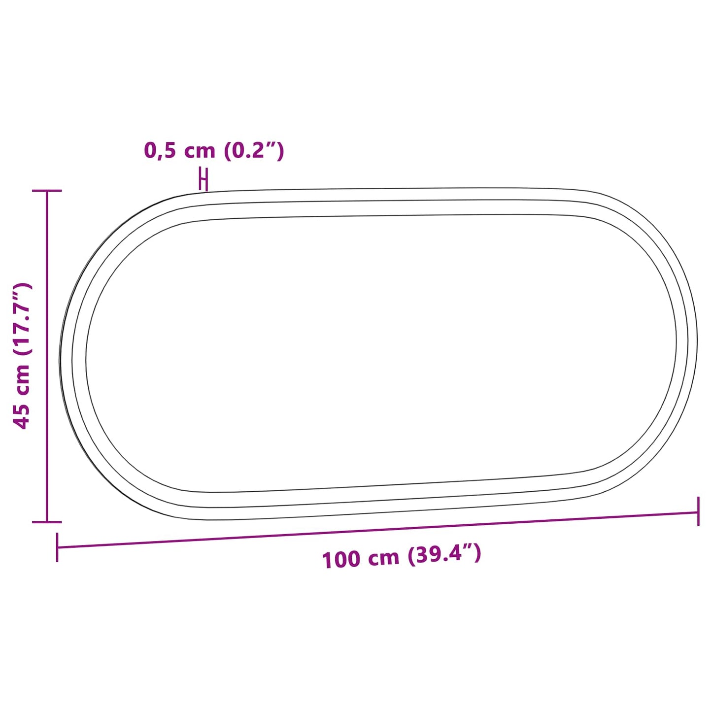 vidaXL LED Bathroom Mirror Transparent 100 x 45 cm Tempered Glass