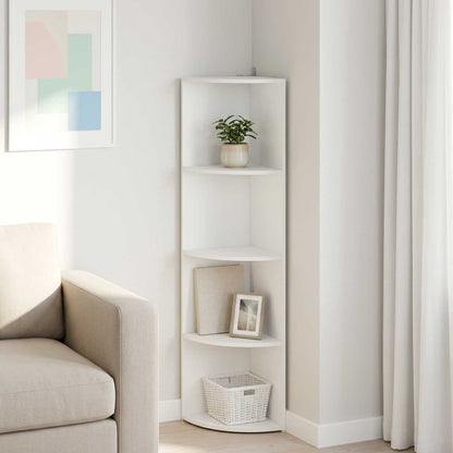 vidaXL Corner Shelf 4-Tier 31.5 x 31 x 130 cm Engineered Wood White
