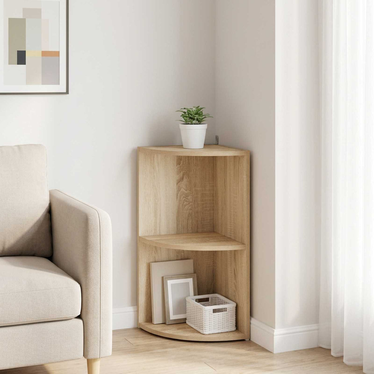 vidaXL Corner Shelf 2-Tier 31.5 x 31 x 66 cm Engineered Wood