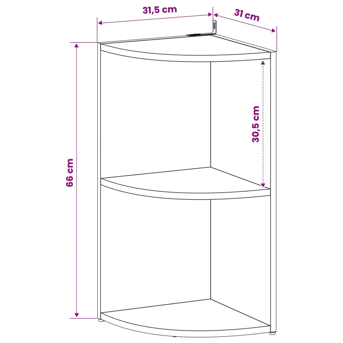 vidaXL Corner Shelf 2-Tier 31.5 x 31 x 66 cm Engineered Wood