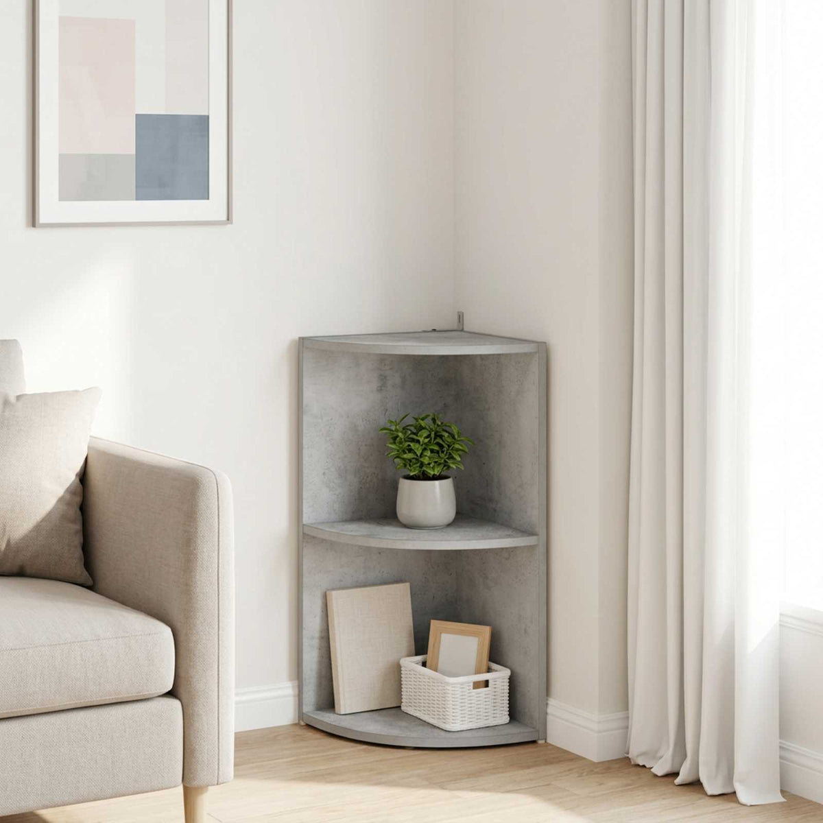 vidaXL Corner Shelf 2-Tier 31.5 x 31 x 66 cm Engineered Wood