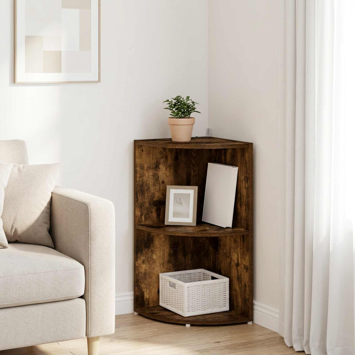 vidaXL Corner Shelf 2-Tier 31.5 x 31 x 66 cm Engineered Wood