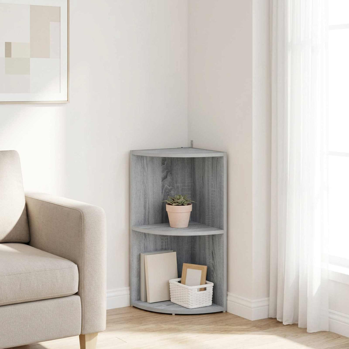 vidaXL Corner Shelf 2-Tier 31.5 x 31 x 66 cm Engineered Wood