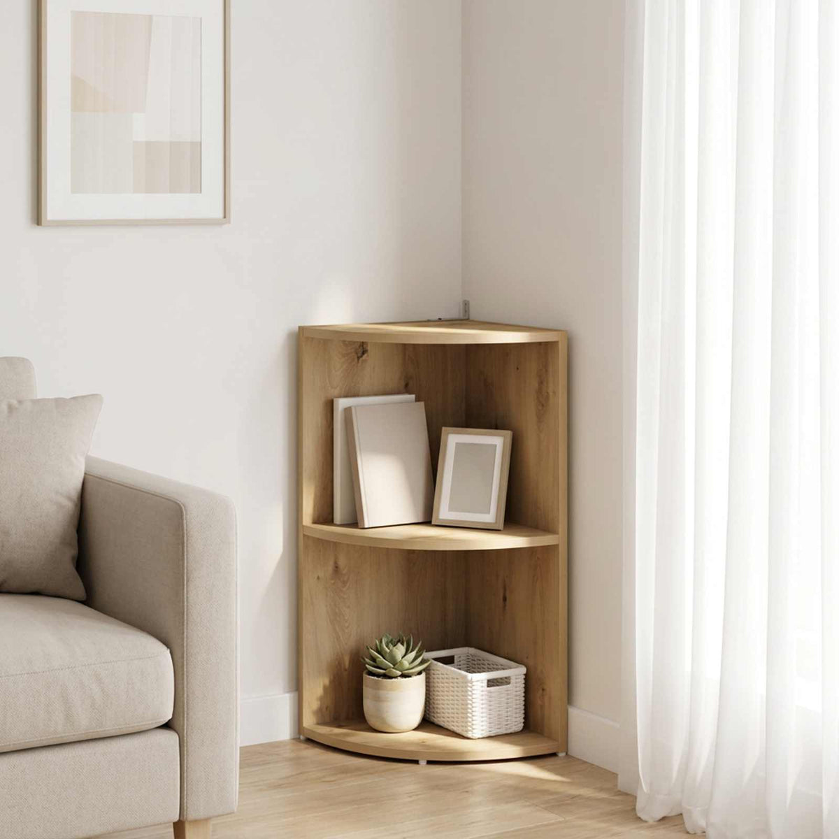 vidaXL Corner Shelf 2-Tier 31.5 x 31 x 66 cm Engineered Wood
