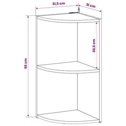 vidaXL Corner Shelf 2-Tier 31.5 x 31 x 66 cm Engineered Wood