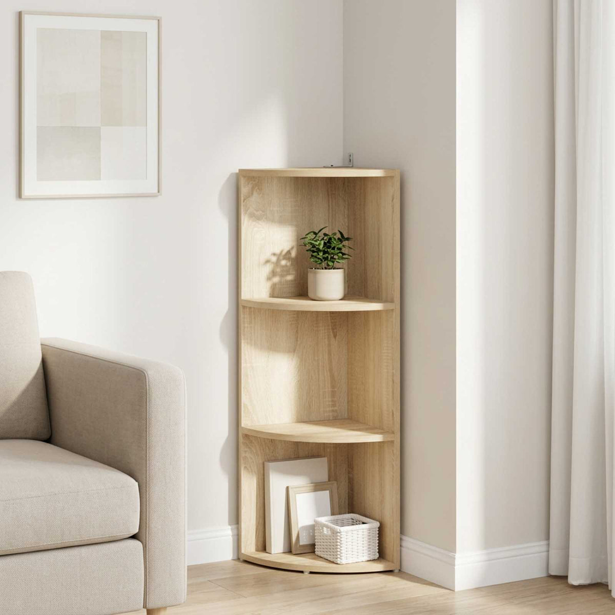 vidaXL Corner Shelf 3-Tier 41.5 x 41.5 x 107.5 cm Engineered Wood