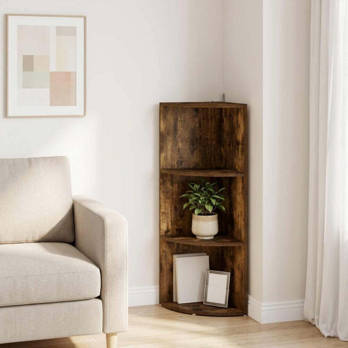 vidaXL Corner Shelf 3-Tier 41.5 x 41.5 x 107.5 cm Engineered Wood