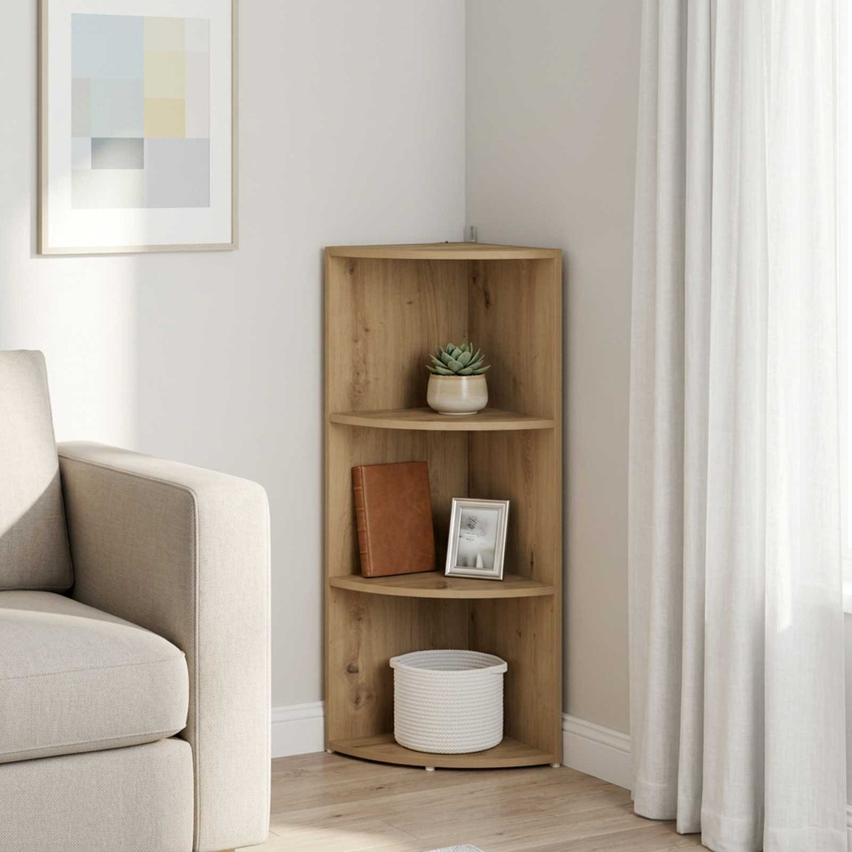 vidaXL Corner Shelf 3-Tier 41.5 x 41.5 x 107.5 cm Engineered Wood