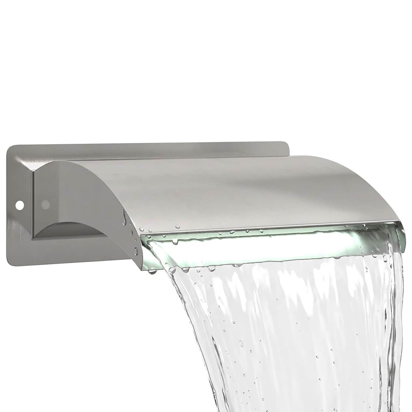 vidaXL Pool Waterfall with LED Stainless Steel 304 30 x 9 x 26 cm