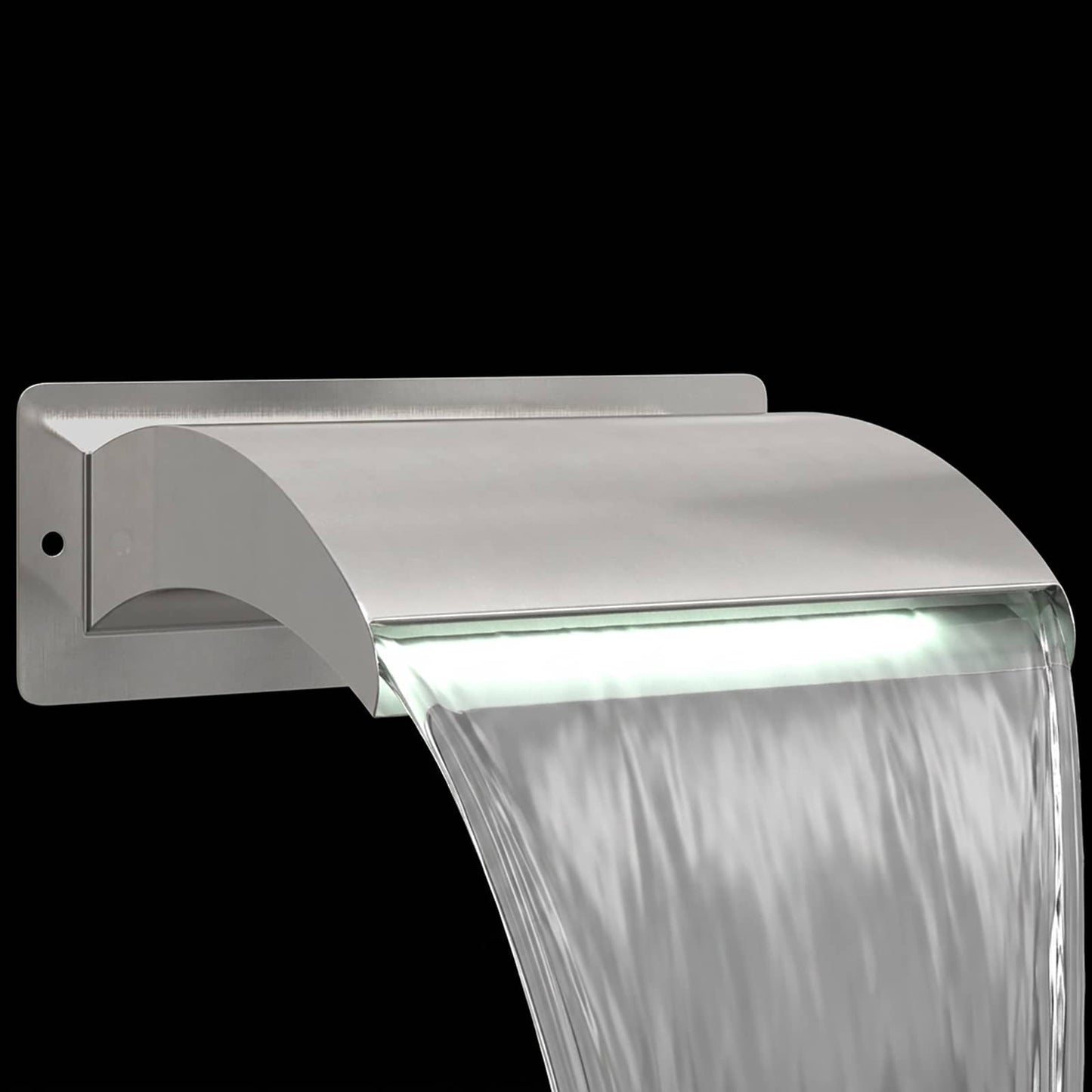 vidaXL Pool Waterfall with LED Stainless Steel 304 30 x 9 x 26 cm