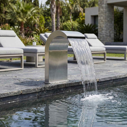 vidaXL Pool Waterfall with LED Stainless Steel 304 45 x 32 x 65 cm