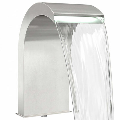 vidaXL Pool Waterfall with LED Stainless Steel 304 45 x 32 x 65 cm