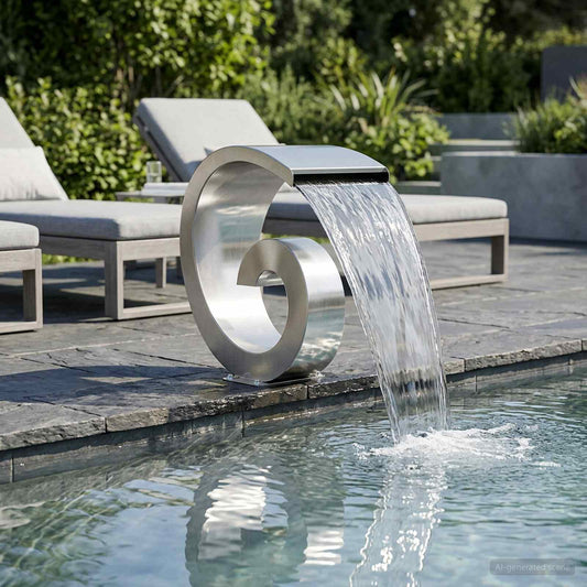 vidaXL Pool Waterfall with LED Stainless Steel 304 50 x 30 x 53 cm