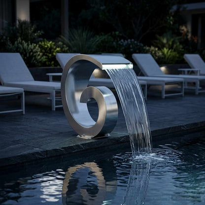 vidaXL Pool Waterfall with LED Stainless Steel 304 50 x 30 x 53 cm