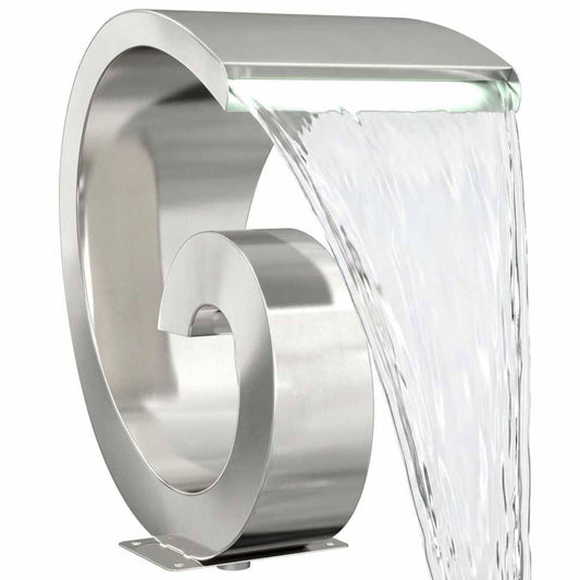 vidaXL Pool Waterfall with LED Stainless Steel 304 50 x 30 x 53 cm