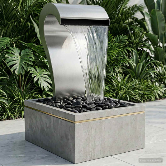 vidaXL Garden Waterfall Stainless Steel 304 54.5 x 34 x 83 cm Silver
