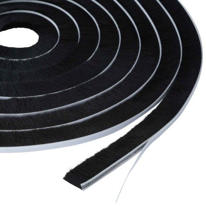 vidaXL Self-Adhesive Door Brush Seal 10 m PP Black