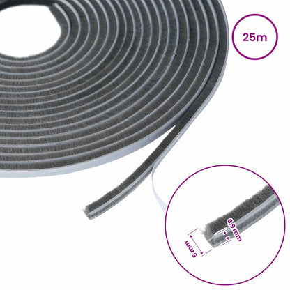 vidaXL Self-Adhesive Door Brush Seal 25 m PP Grey