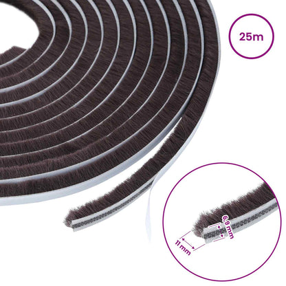 vidaXL Self-Adhesive Door Brush Seal 25 m PP Brown
