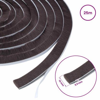 vidaXL Self-Adhesive Door Brush Seal 25 m PP Brown