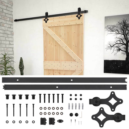vidaXL Sliding Door Natural and Black 80 x 210 cm Solid Pine Wood