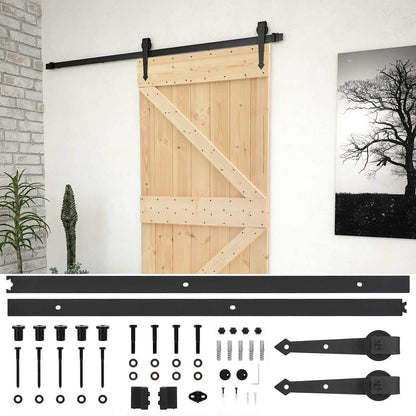 vidaXL Sliding Door Natural and Black 90 x 210 cm Solid Pine Wood