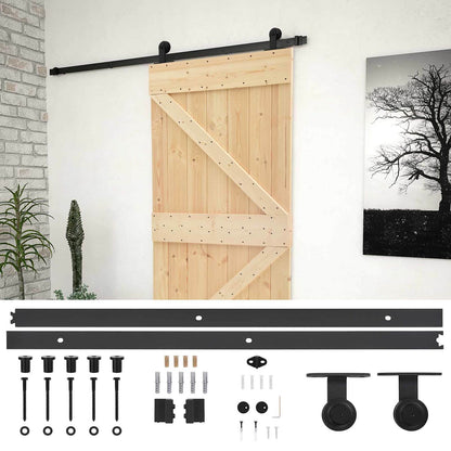 vidaXL Sliding Door Natural and Black 90 x 210 cm Solid Pine Wood