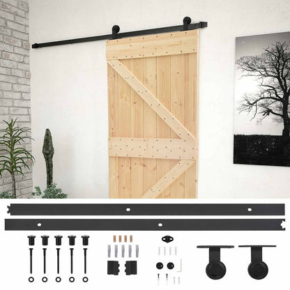 vidaXL Sliding Door Natural and Black 100 x 210 cm Solid Pine Wood