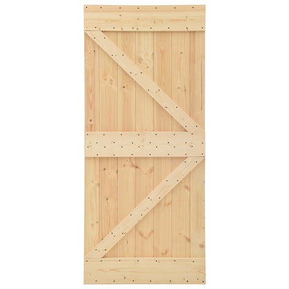 vidaXL Sliding Door Natural and Black 100 x 210 cm Solid Pine Wood