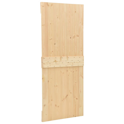 vidaXL Sliding Door 2 pcs Natural and Black Solid Pine Wood