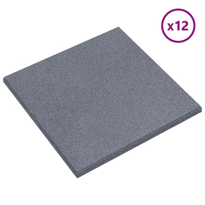 vidaXL Fall Protection Tiles 12 pcs Grey 50 x 50 cm Rubber
